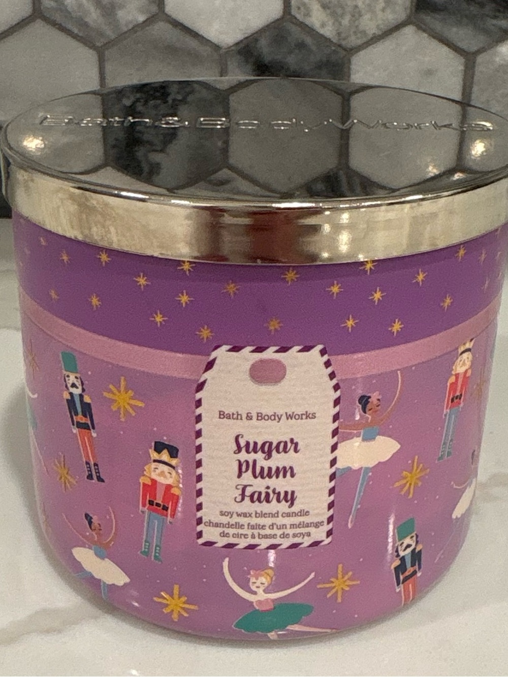 Bath & Body Works Sugar Plum Fairy 3-Wick Candle - Purple